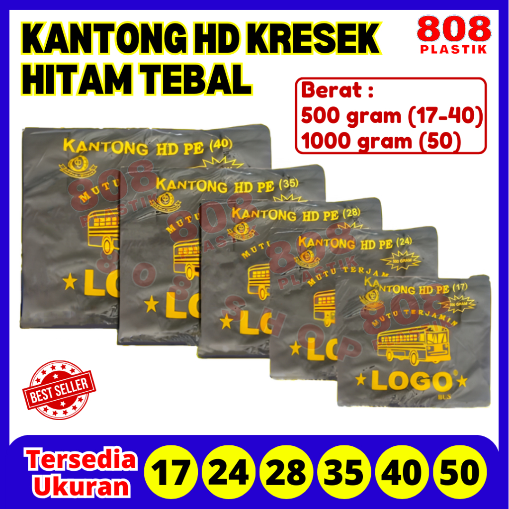HDPE LOGO 50 Kantong Plastik Asoy Kresek Hitam Besar Jumbo Tebal Ukuran 50