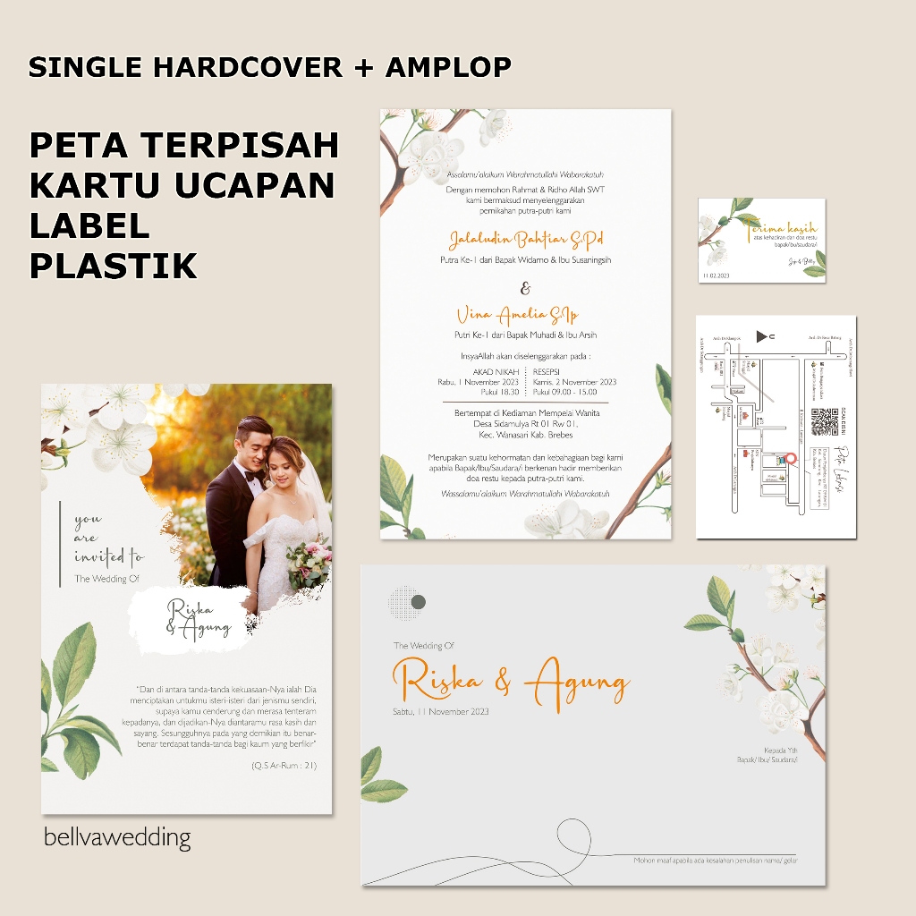 UNDANGAN SINGLE HARD COVER / SOFT COVER + AMPLOP