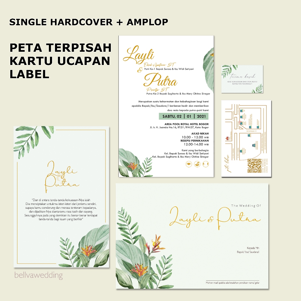UNDANGAN SINGLE SOFT COVER / HARD COVER + AMPLOP