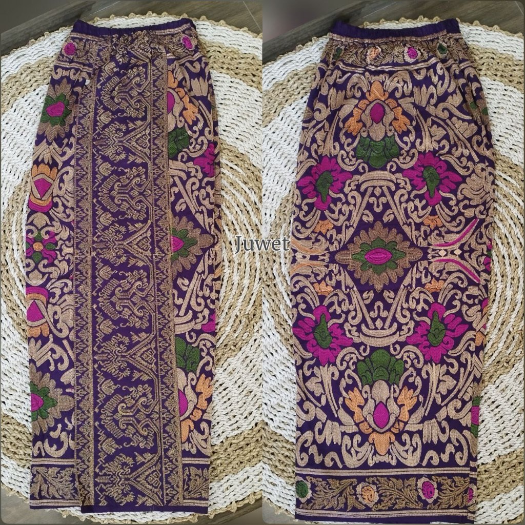 Kamen Songket Bordir Anjani Katun strait bordir kamen / rok bali Untuk Berkebaya