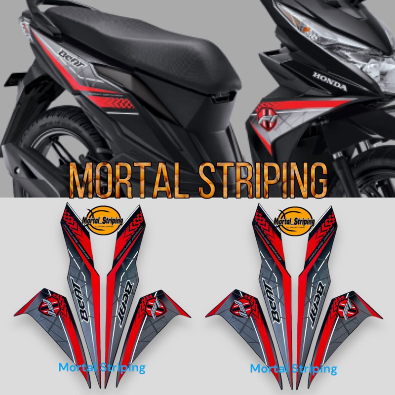 STIKER STRIPING LIS BODY BEAT FI ECO 2016 2017 ESP FULL HITAM MERAH