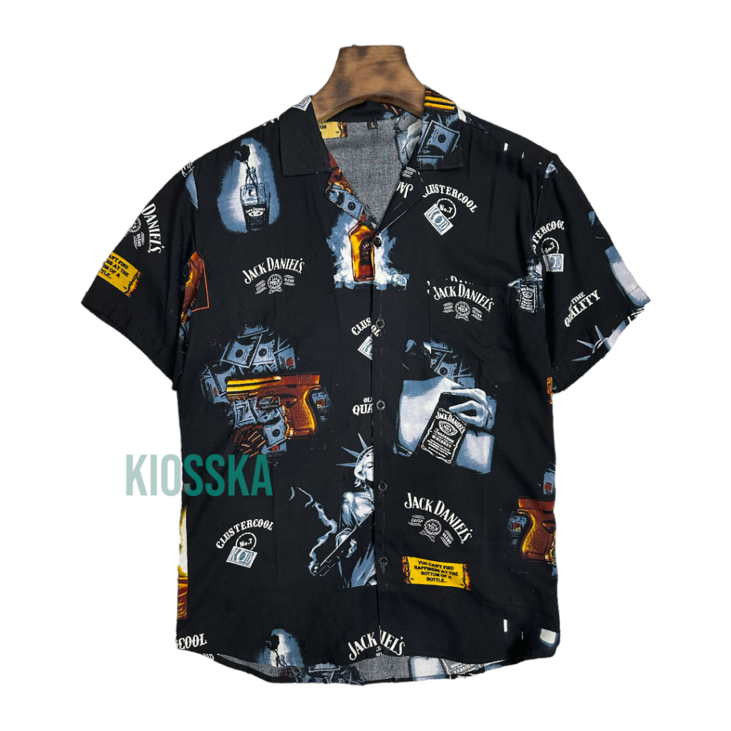 Kemeja Motif Vintage Distro Abstrak Kekinian Kece Baju Lengan Pendek Casual Pria