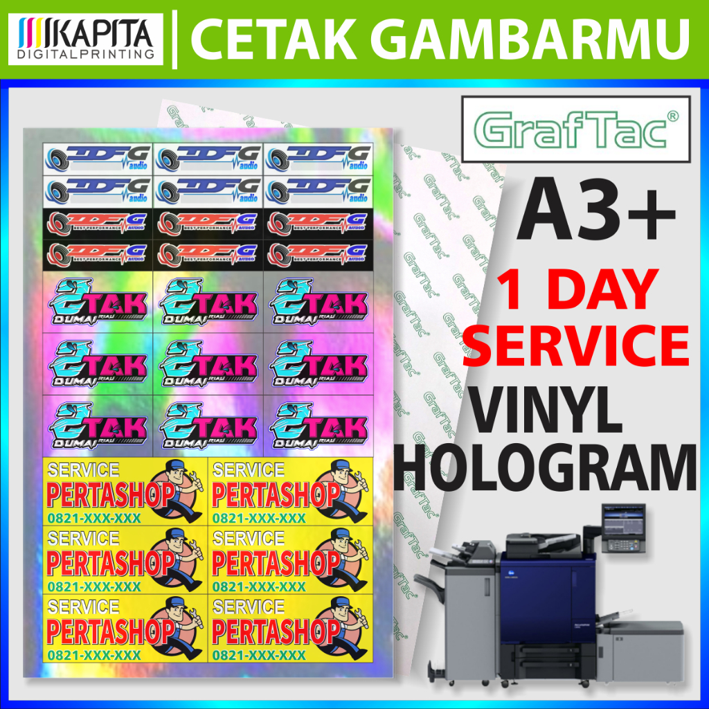 

Cetak Stiker Graftac Hologram A3+ Murah Lembaran DESAINMU SENDIRI Sticker Hologram Glosy Anti Air Stiker Custom Request Stiker costum