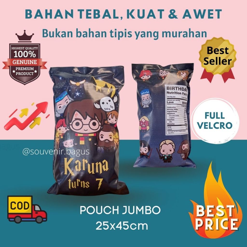 

Pouch Snack Jumbo chip bag Custom sanrio kuromi Souvenir ulang tahun promosi natal Velcro Perekat