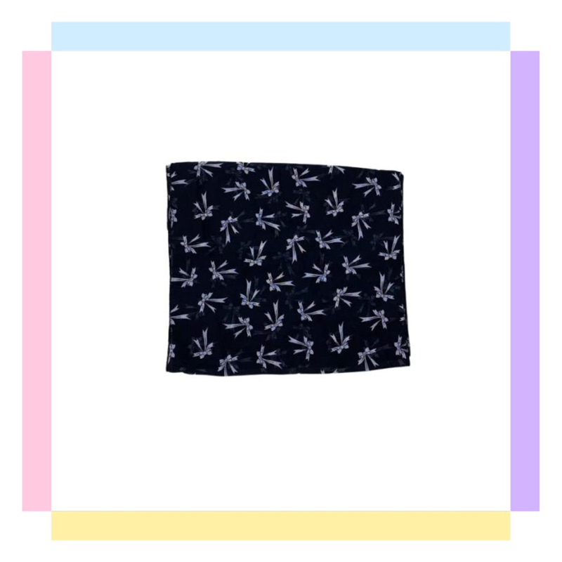 Syal hitam motif pita / Syal pita / Syal leher / Souvenir / Selendang