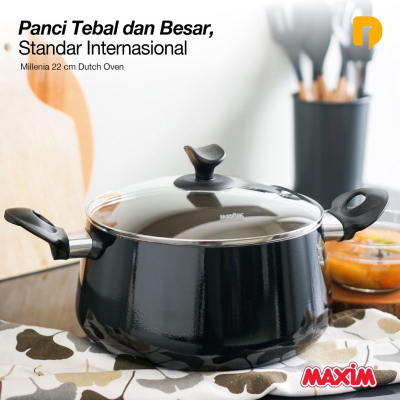 MAXIM MILLENIA 22 CM DUTCH OVEN PANCI WAJAN TEBAL BESAR ANTI LENGKET