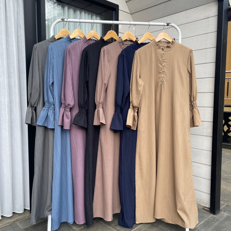 Aruumi Dress Bahan Lady Crush Kancing Depan Ayfira Store