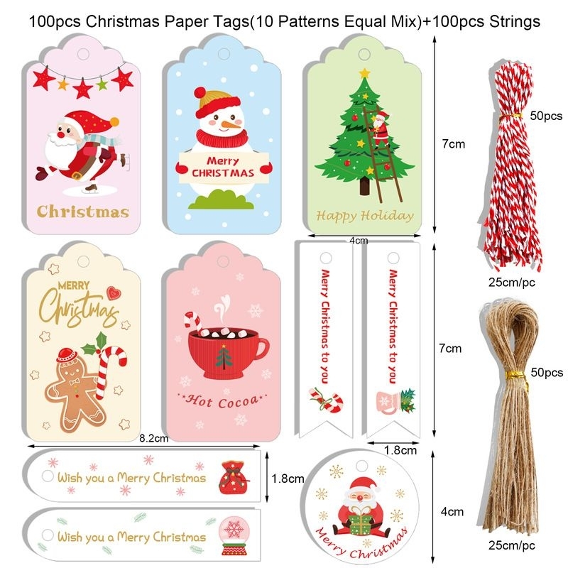 

HANG TAG LABEL WARNA NATAL GIFT TAG LUCU MERRY CHRISTMAS 50 set HTN08
