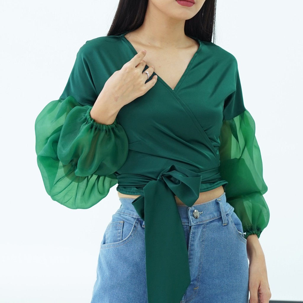 Atasan Organza Lengan Balon Cendana