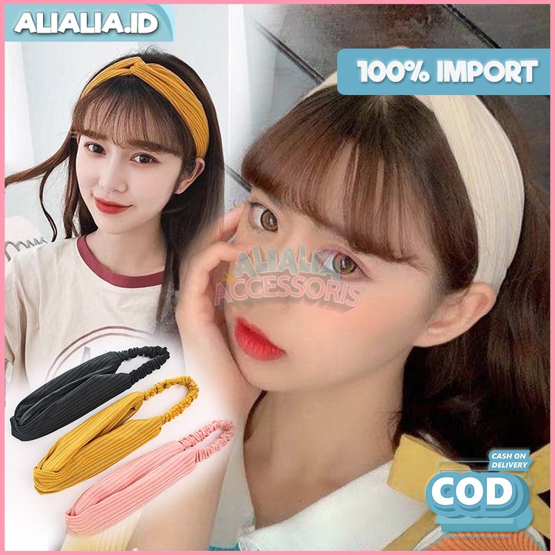 Bando Korea Wanita Dewasa Anak Perempuan Motif Polos Kekinian Aksesoris Rambut Berkualitas