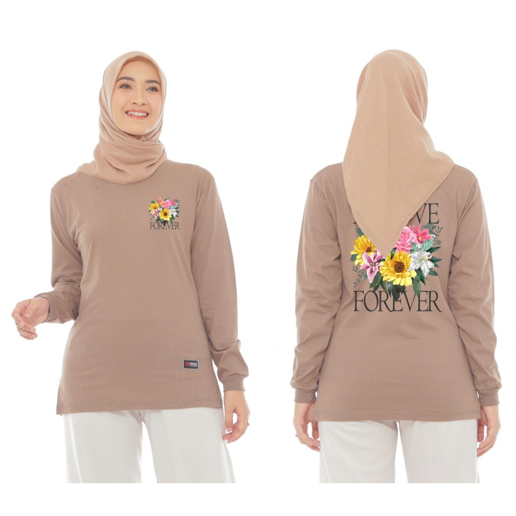 KAOS LENGAN PANJANG WANITA PRINT DEPAN BELAKANG MOTIF TRENDY KEKINIAN