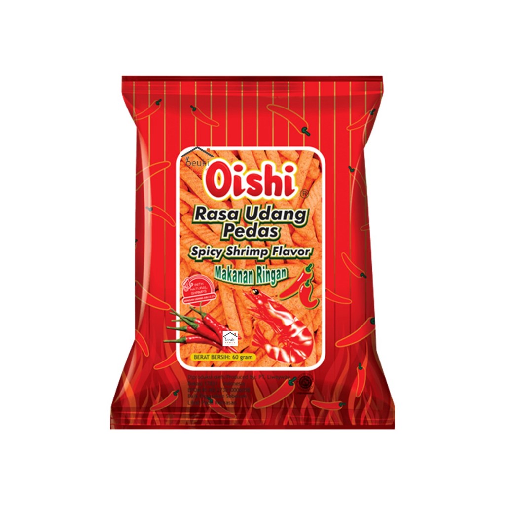 

Oishi Udang Pedas Makanan Ringan Renyah Rasa Udang
