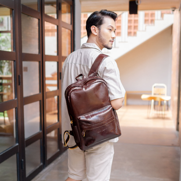 Kenes Leather Tas Ransel Backpack Unisex Kulit Asli Bradley Pullup - Free Grafir Nama