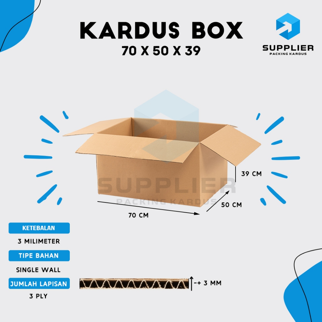 

Kardus Karton Box Pindahan, SINGLEWALL 70x50x39, Box Polos