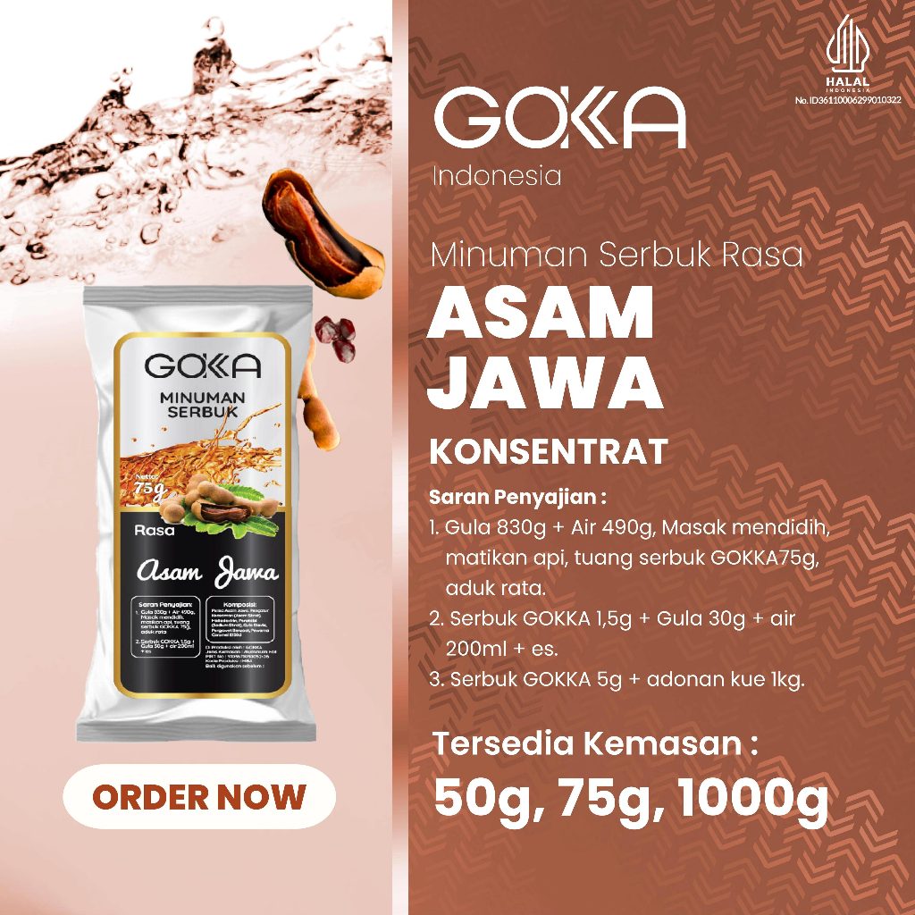 

Bubuk Minuman / Powder Gokka Rasa Asam Jawa Kemasan 50gr