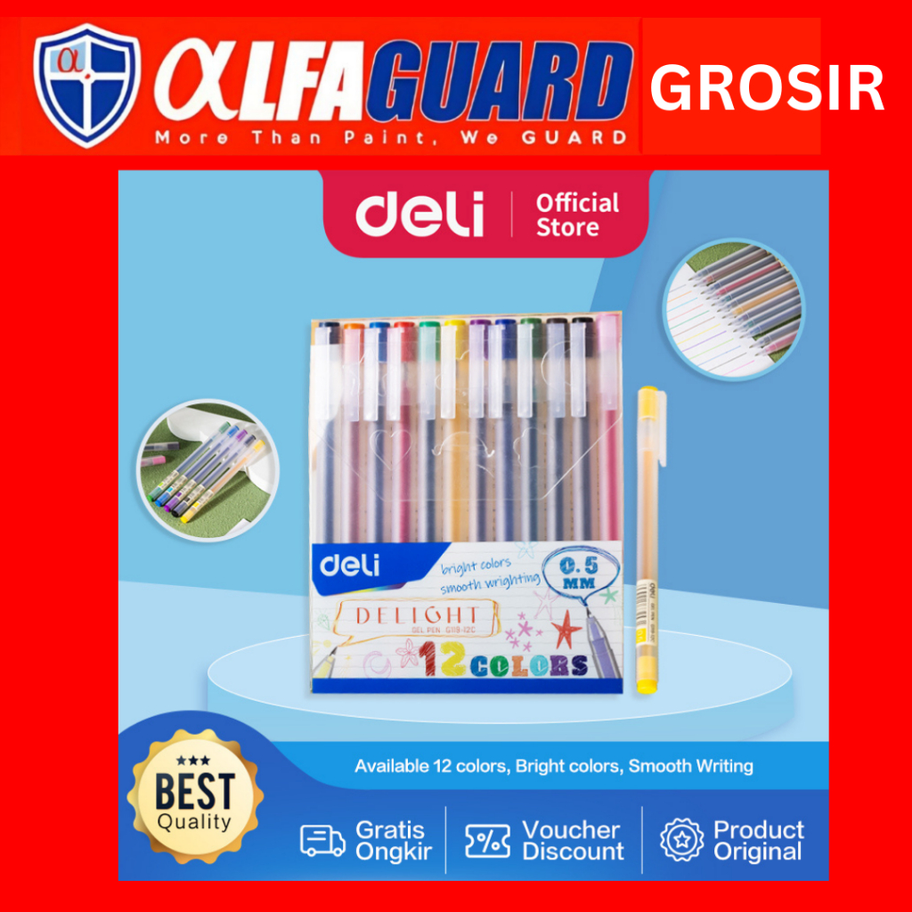 

Pulpen Gel Deli isi 12 Warna Penulisan Halus 0.5 mm - EG119-12C