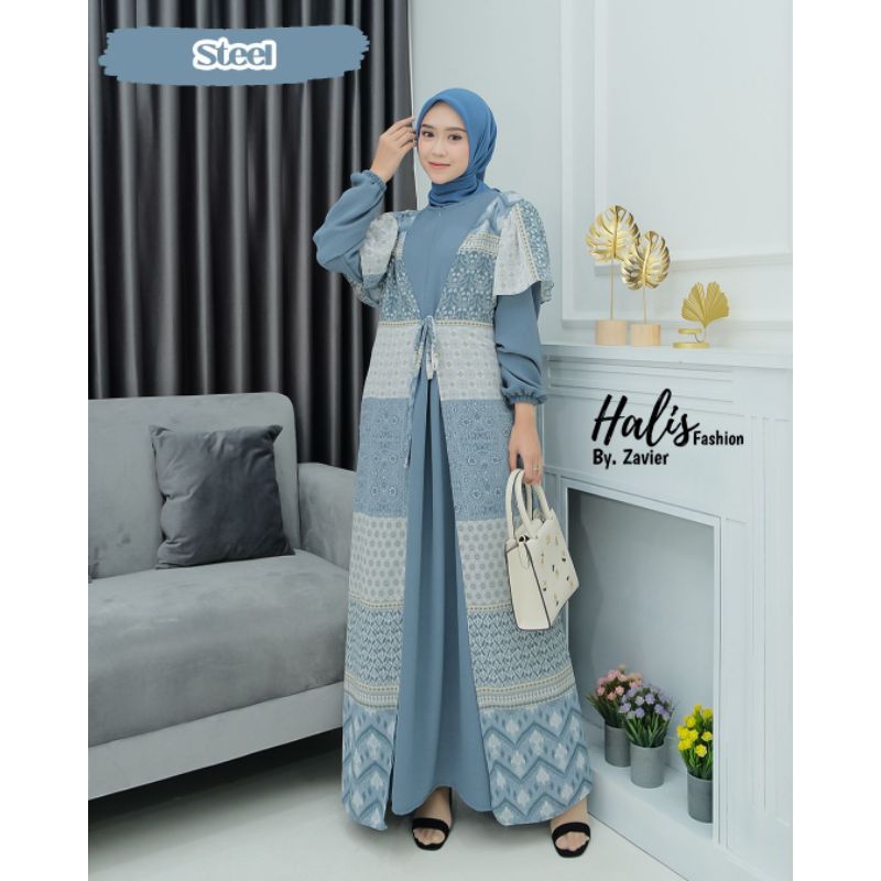 Gamis Set Rompi Gamis Set Outer Blazer Gamis Crinckle Cringkel Motif Salur Premium Remaja Viral Keki