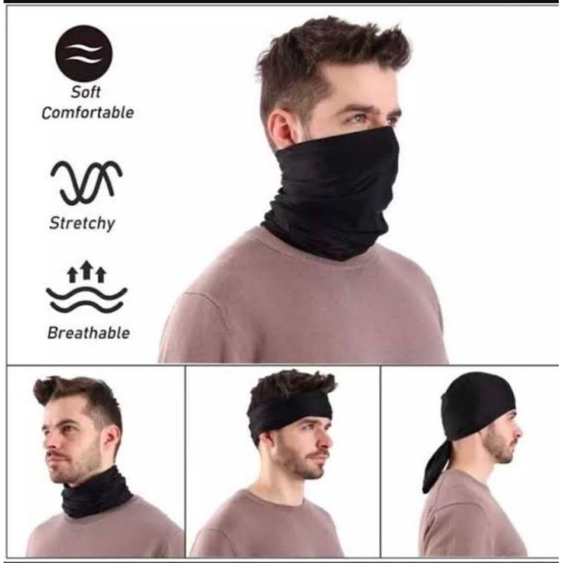 Masker Buff Hitam Polos / Masker Buff MultiFungsi