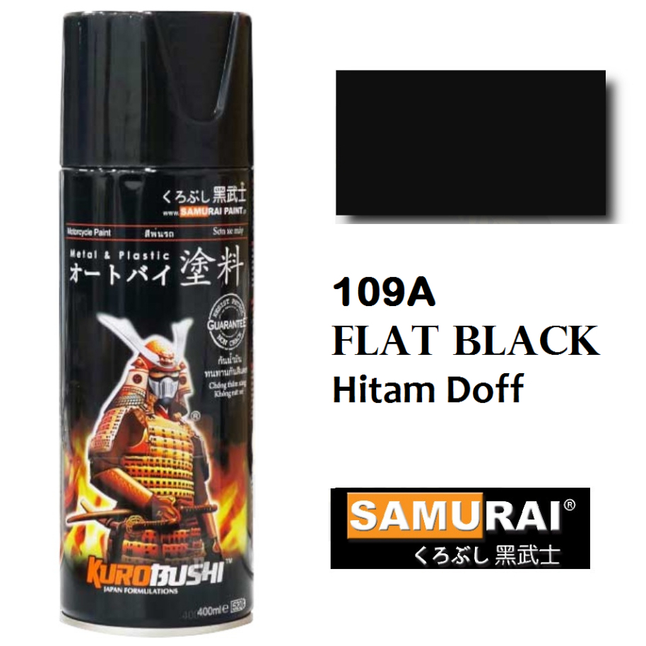 Samurai Paint Black Doff / Flat Black 109A Hitam Doff 400 ml - Cat Semprot SAMURAI