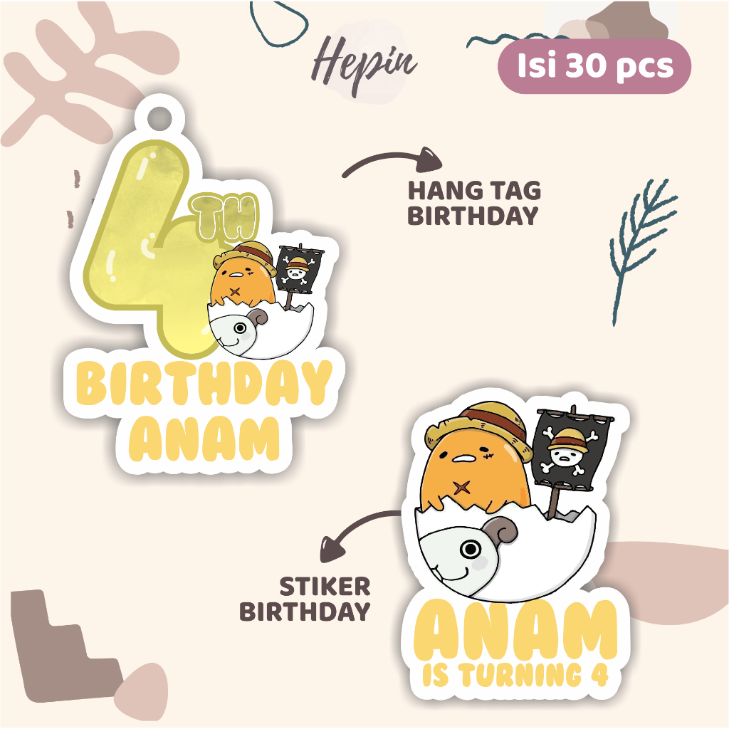 

(30pcs) diecut Hang tag & stiker ulang tahun edisi GUDETAMA /label tag ulang tahun murah/hang tag ulang tahun/tag souvenir ulang tahun/stiker nama ualang tahun/diecut stiker&t ag