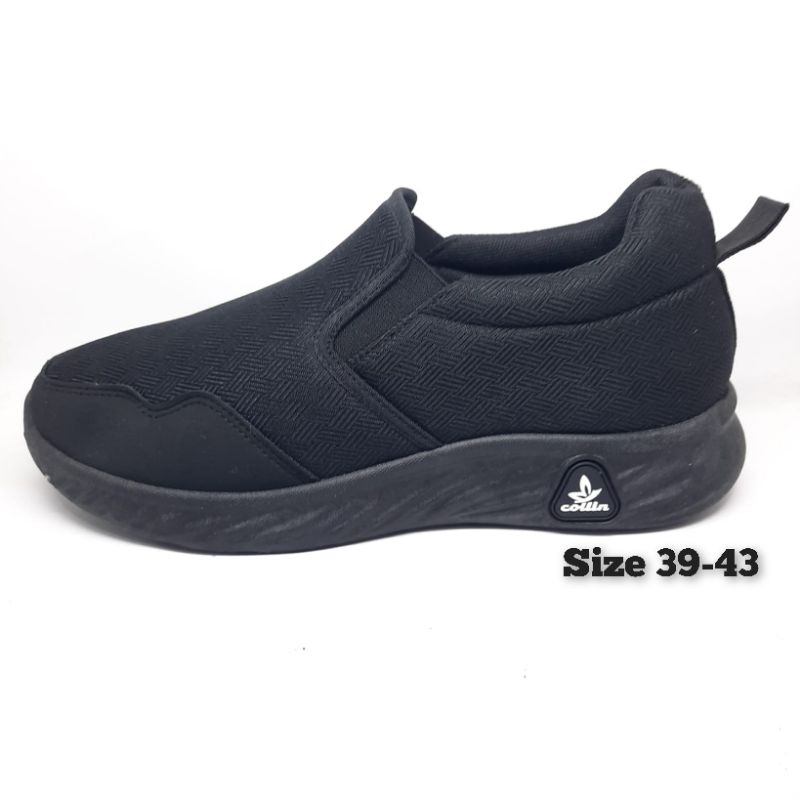 Sepatu Collin Hitam Slip On Pria