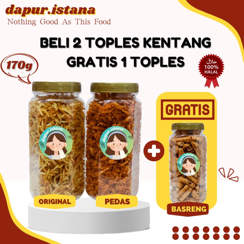 

2 toples kentang GRATIS 1 toples Basreng