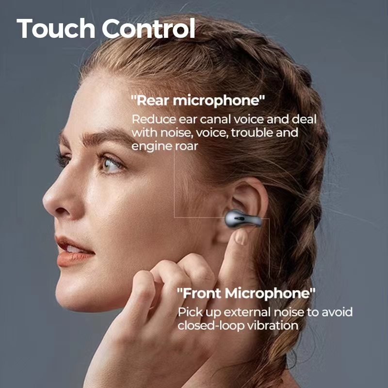 Headset Bluetooth Earphone Konduksi Tulang Anting-Anting Headphone Nirkabel Tahan Air TWS Earbud