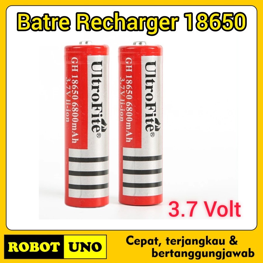 Baterai Li-ion 18650 Rechargeable Ultrofite 3.7 Volt 3.7V Li-ion