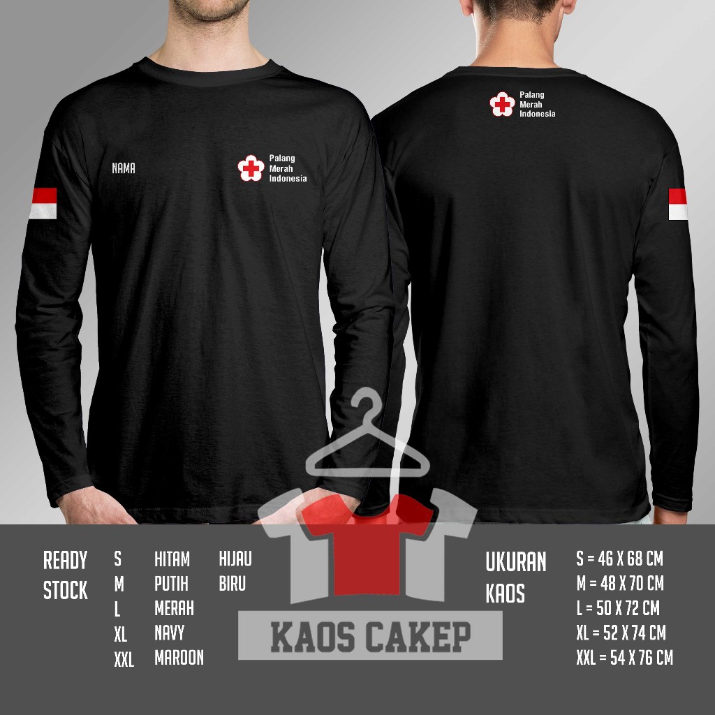 Kaos Baju PMI Palang Merah Indonesia Lengan Panjang Kaos Distro