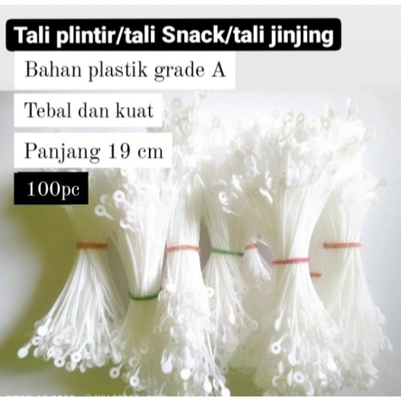

TALI PLASTIK SNACK 19cm ISI 100PCS / TALI PLINTIR