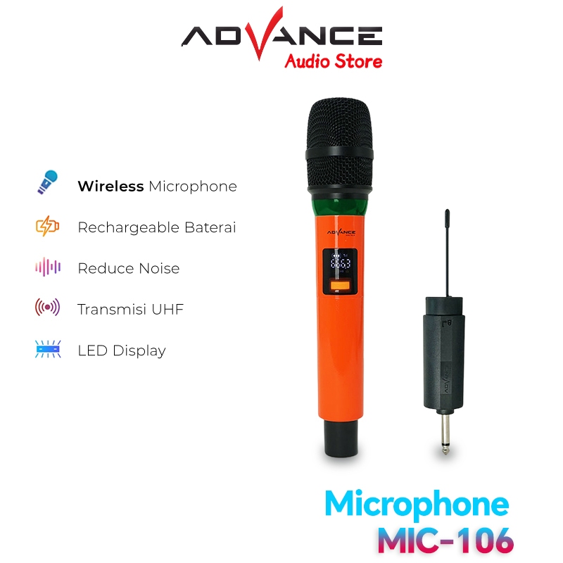 Advance MIC-106 Mic Wireless Original Terbaik Cas UHF Profesional