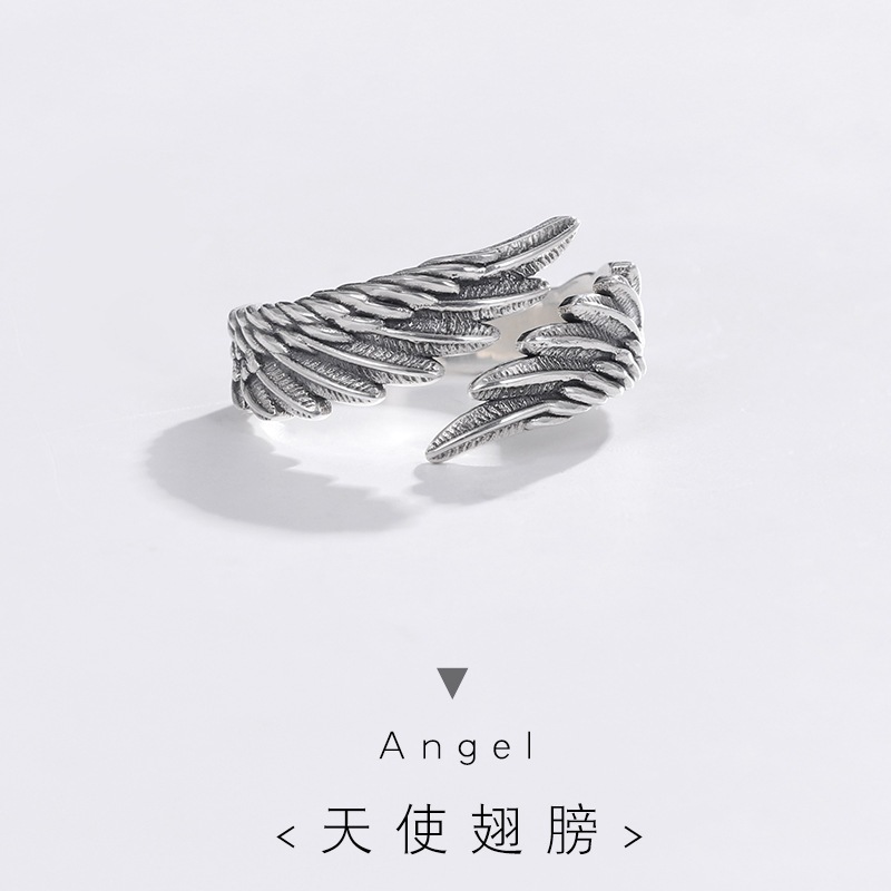 Cincin Sayap Malaikat S925 Sterling Silver - Wings Adjustable Ring 925 Guardian Angel Wing Open Ring