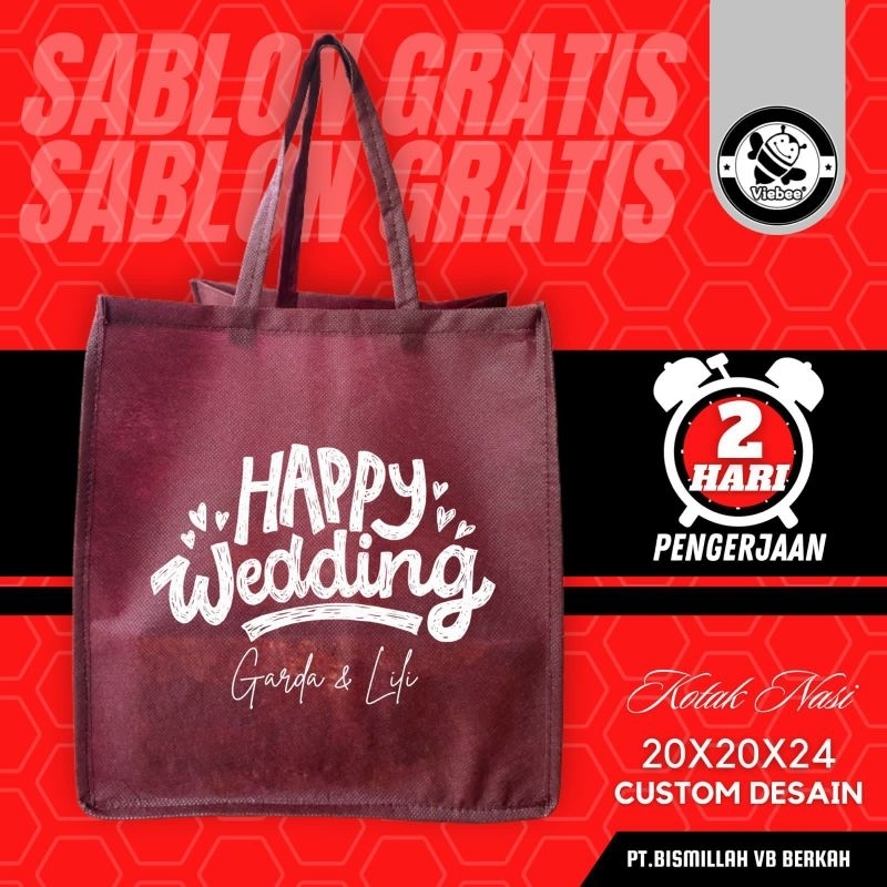 

TAS HAJATAN BERKAT MUAT KOTAK NASI RICE BOX BENTO FREE SABLON REQUEST NAMA SEGALA ACARA ~ KSP 20x20x24