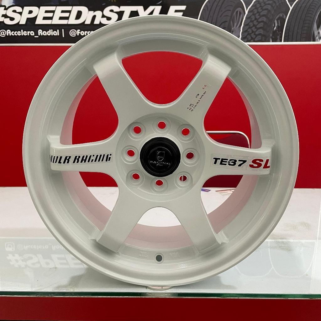 Velg mobil racing TE37 ring 15 lebar 7 warna putih