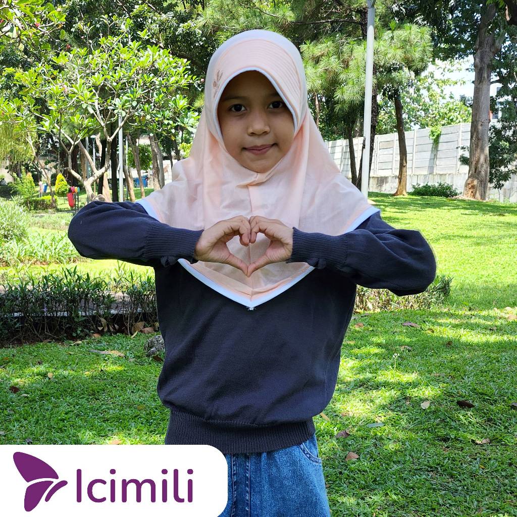 Icimili jilbab instan anak / kerudung anak / kerudung sekolah anak / warna salem lis putih