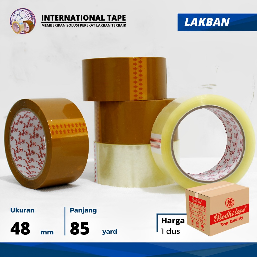 

Plakban OPP lakban BODHI " bening coklat 48mm x 85yard TAPE "PERDUS