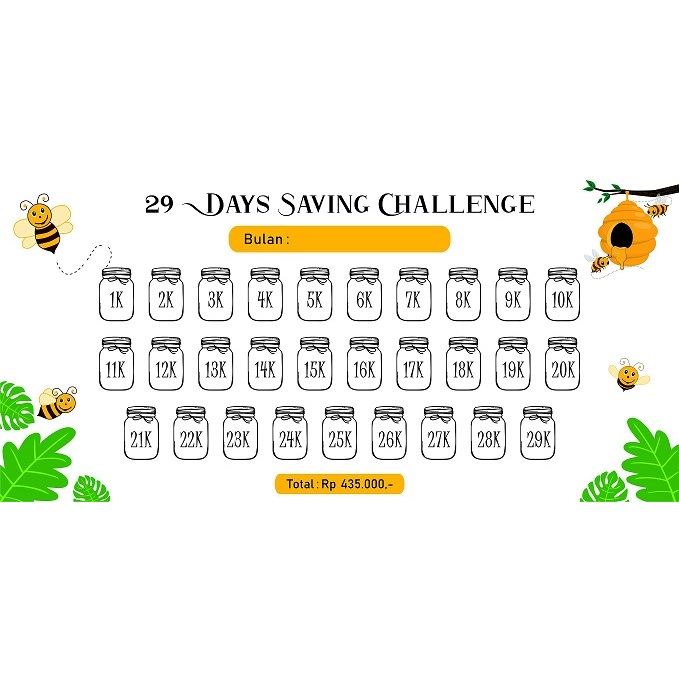 

PAKET 1 TAHUN (TEMA BEE) AMPLOP TARGET / SAVING CHALLENGE / MENABUNG / TABUNGAN
