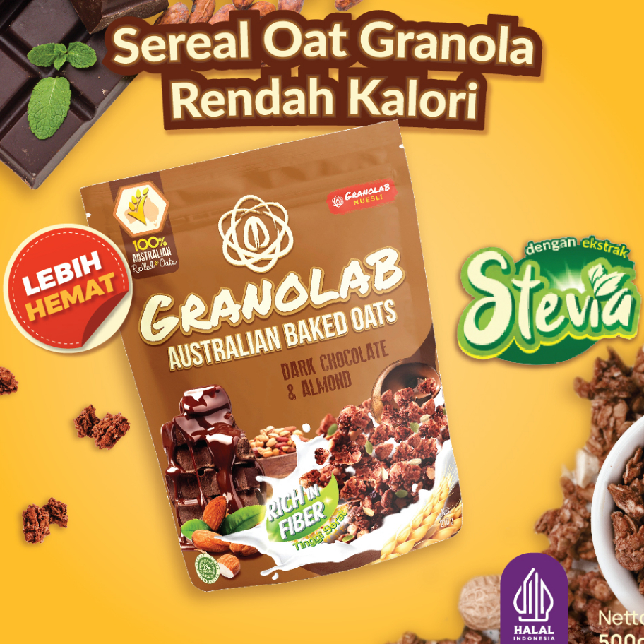 

Stok Banyak Granola 500 gr Dark Chocolate & Almond - Granolab Muesli