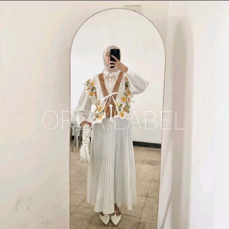 Flora Vest Outer Bordir Outer Bunga Outer Kondangan Tenun Baju Kondangan