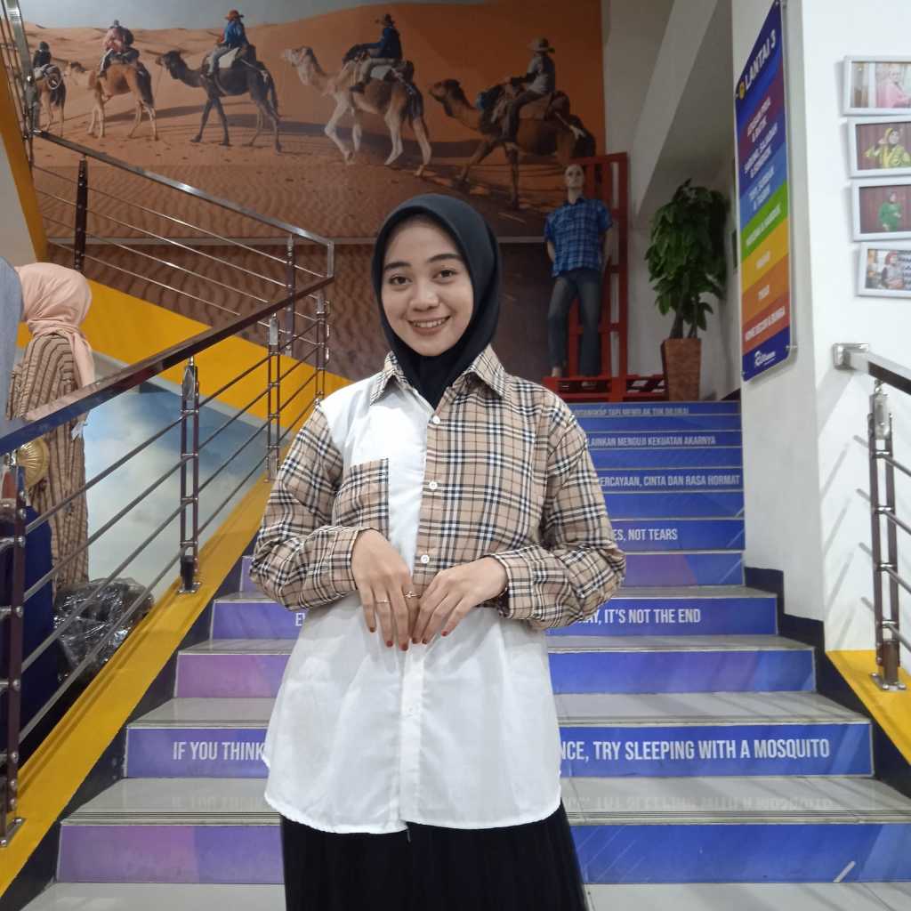 ATASAN WANITA KEMEJA MOTIF KOTAK KOMBINASI SD099445