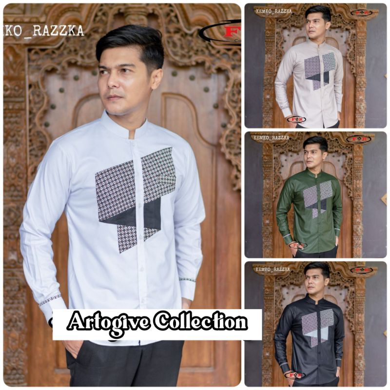 Baju Koko Pria Terbaru Original F&R Motif RAZZKA  Series Kemeja Koko Panjang Koko Pria Dewasa New mo