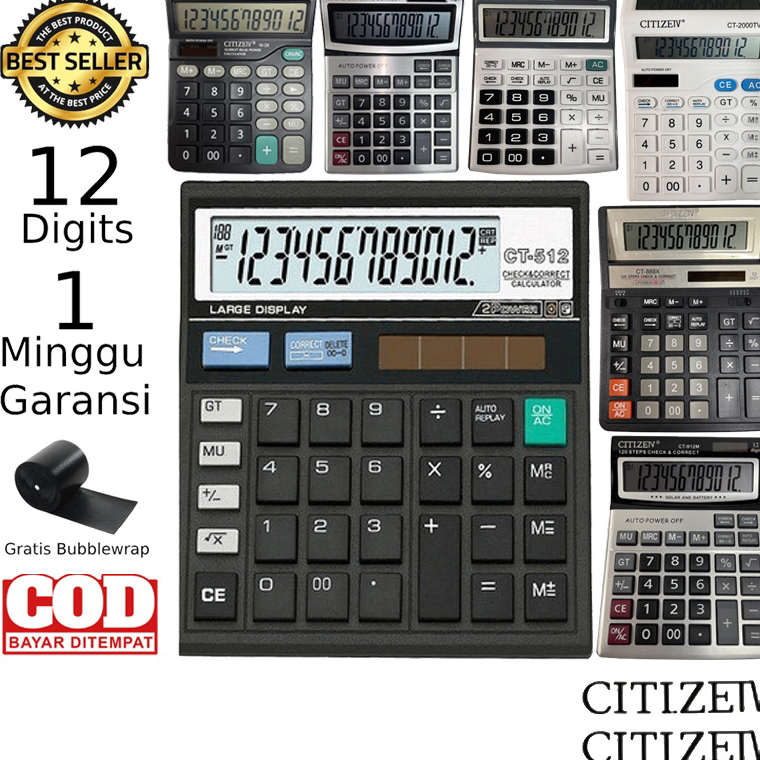 

Star 8.8 Kalkulator CITIZEN 12 Digit - Calculator Check Dual Two 2 Power