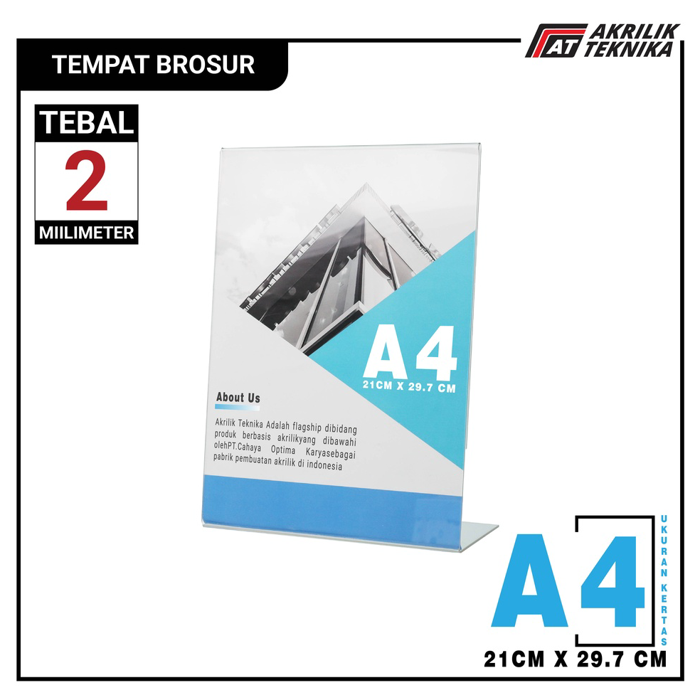 

MALL Tempat Brosur Akrilik Tent Card Holder Portrait L - Ukuran A4 2mm