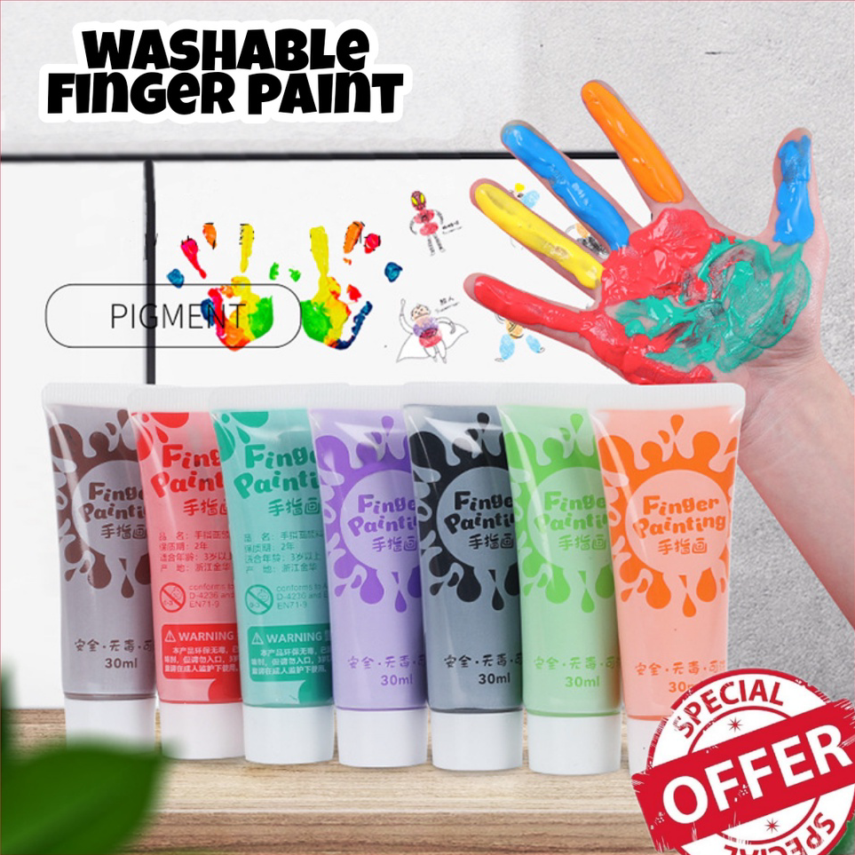 

➦➮✶✺ TERMURAH washable finger paint / cat warna no toxic / hand painting khusus anak / hand painting / cat tangan / alat tulis / kuas bayi / lukis wajah