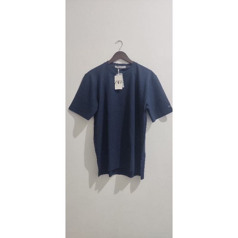 KAOS PRIA BIRU POLOS ZARA SIZE L