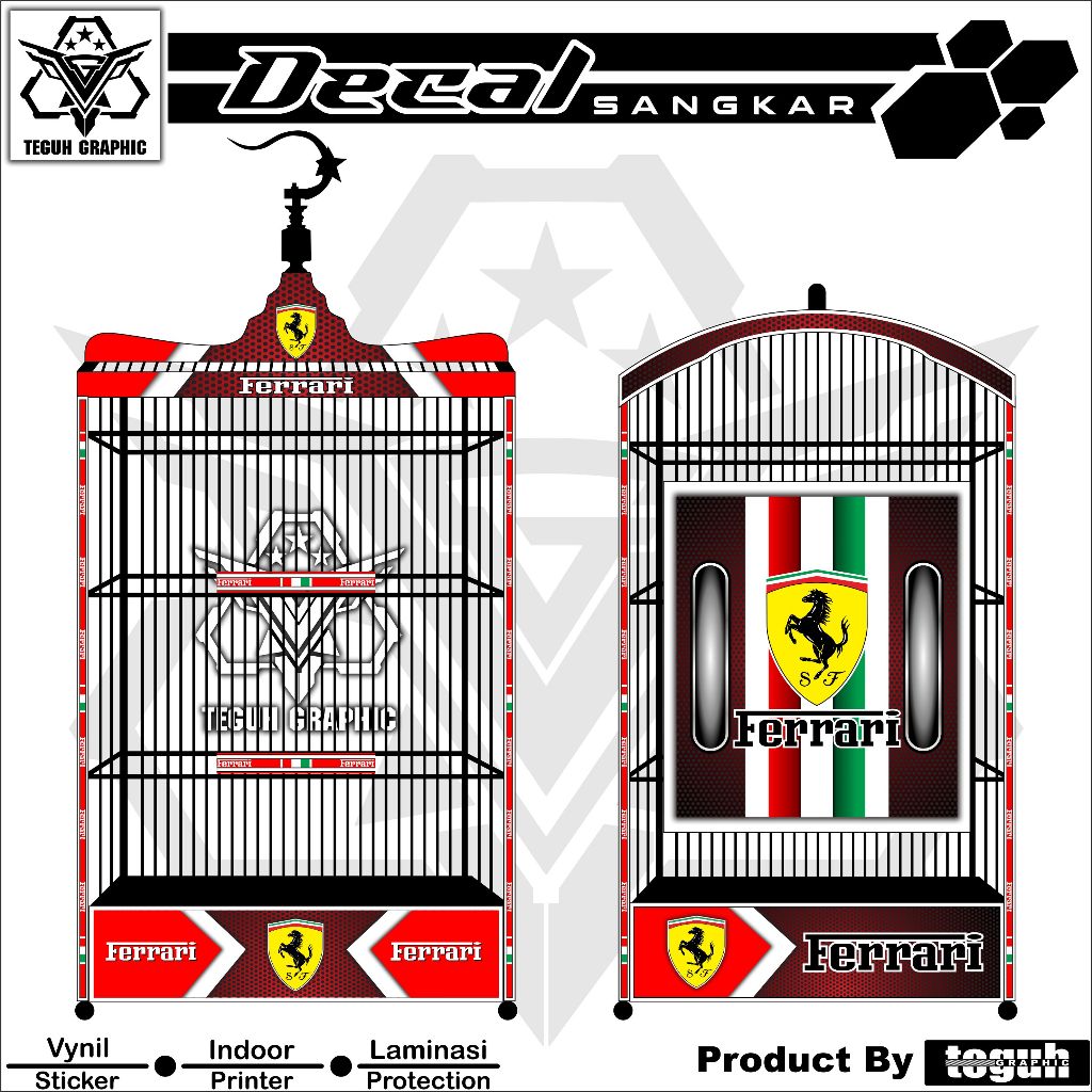 Decal Sangkar Kotak Motif Ferrari