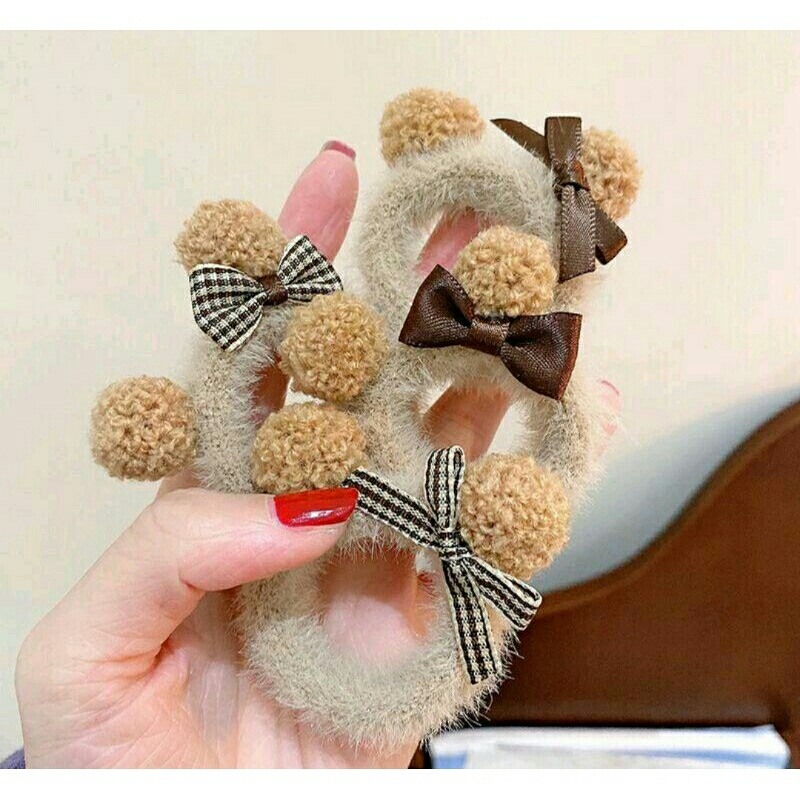 IKAT RAMBUT BULU POMPOM / IKAT RAMBUT BULU HALUS / IKAT RAMBUT KOREA