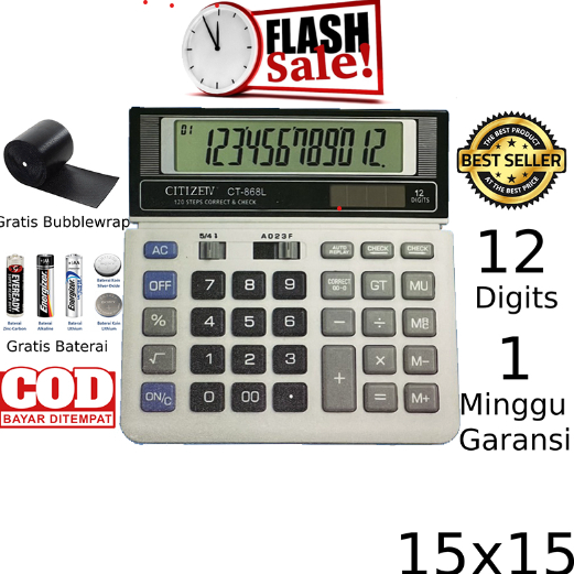 

1.1 MALL Kalkulator CT 868L 12 Digit - Calculator Check Dual 2 Power