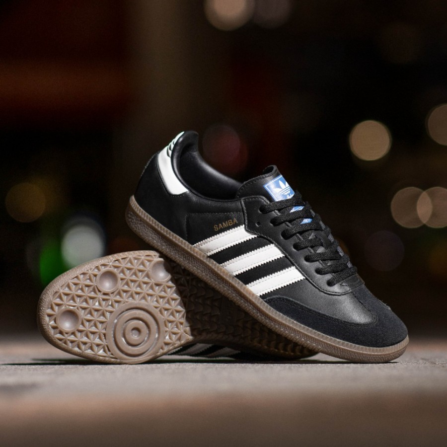 Adidas Samba Casual Pria Putih List Biru