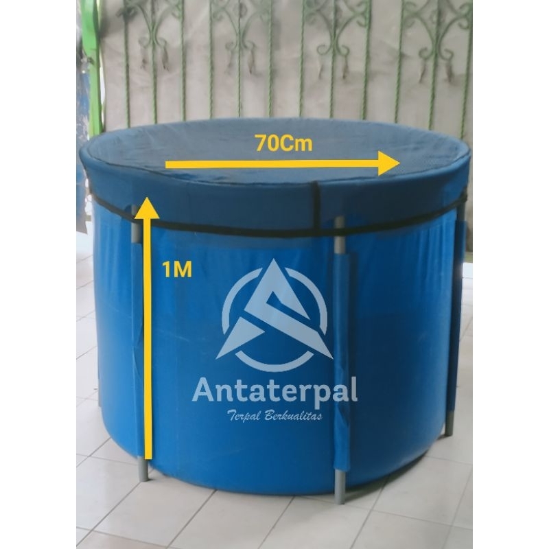 Kolam terpal bulat Diameter 70Cm tinggi 1M full set untuk ikan lele koi hias merk orchid